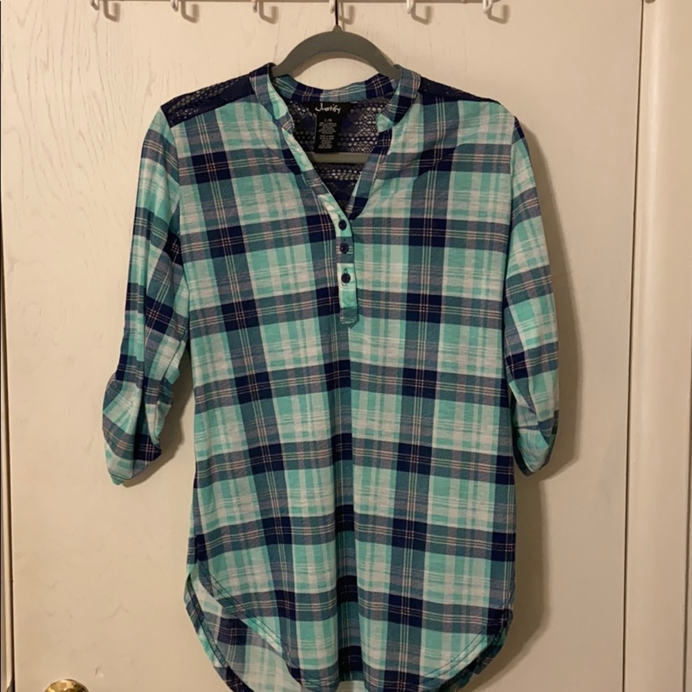 Justify Plaid Blouse